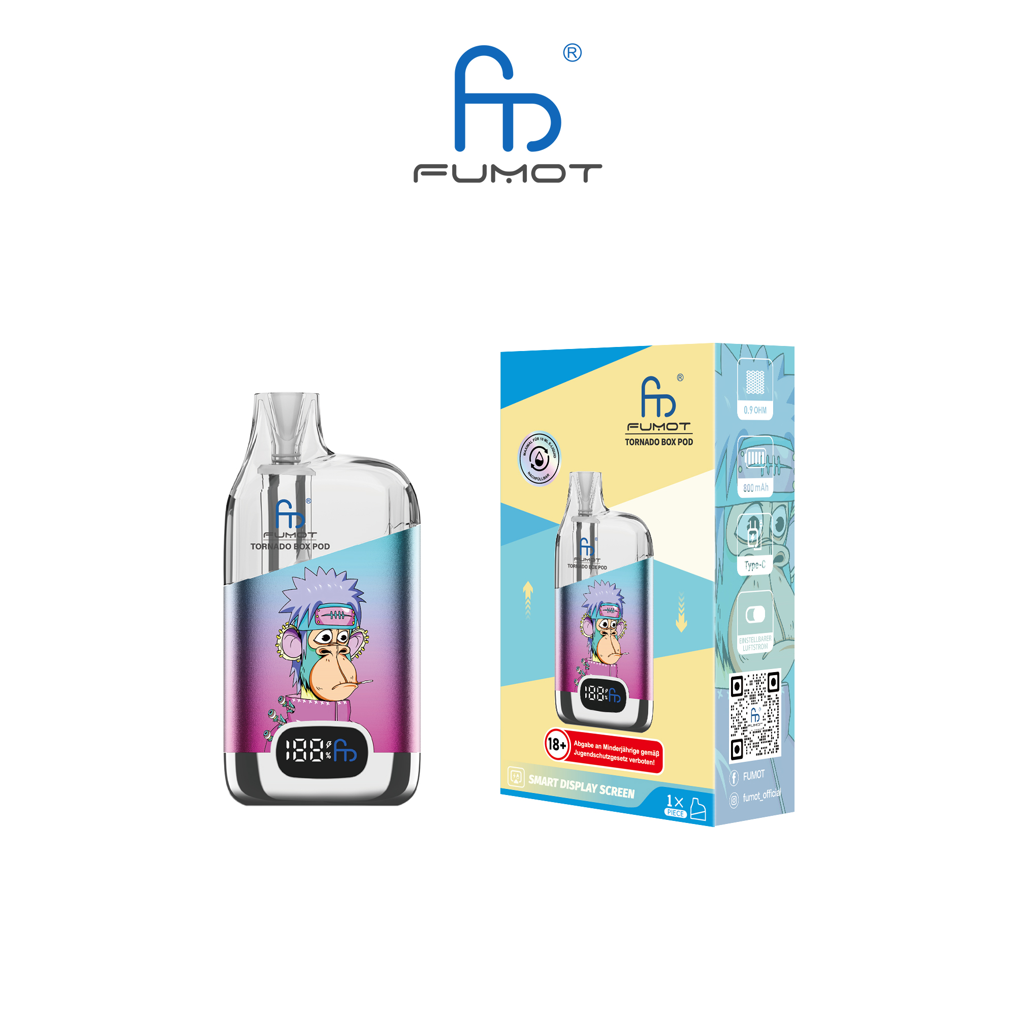 RandM Tornado Digital Box Pod 12000 | Blue Pink