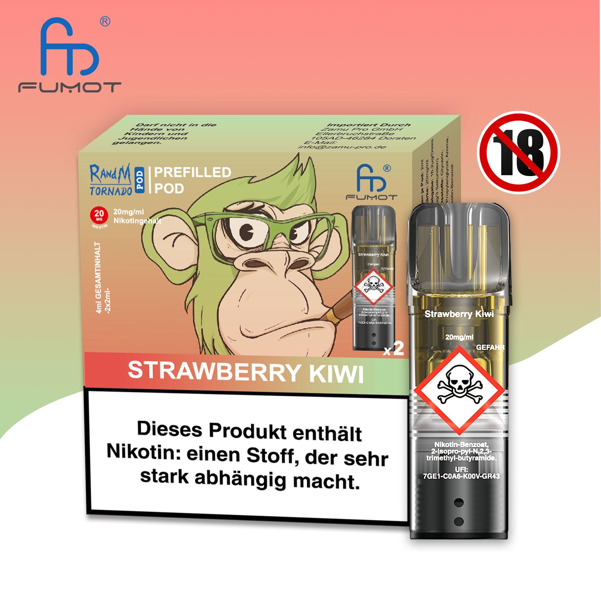 RandM Tornado Pod | Strawberry Kiwi | Elfa kompatibel