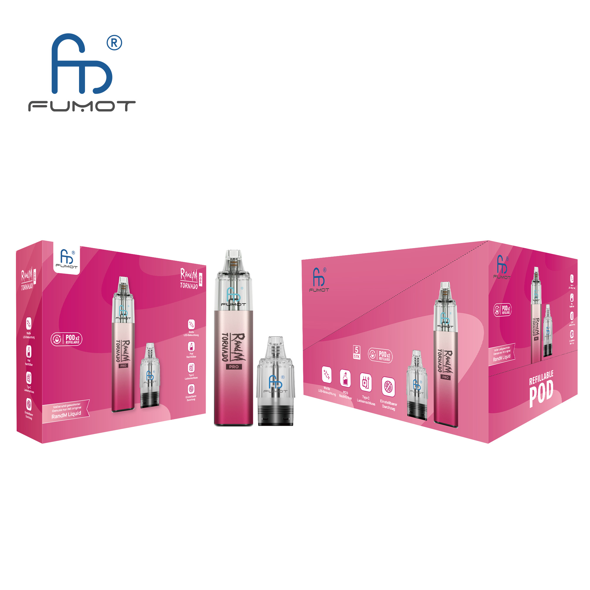 Randm Tornado Pro - Podkit - non-filled - Pink