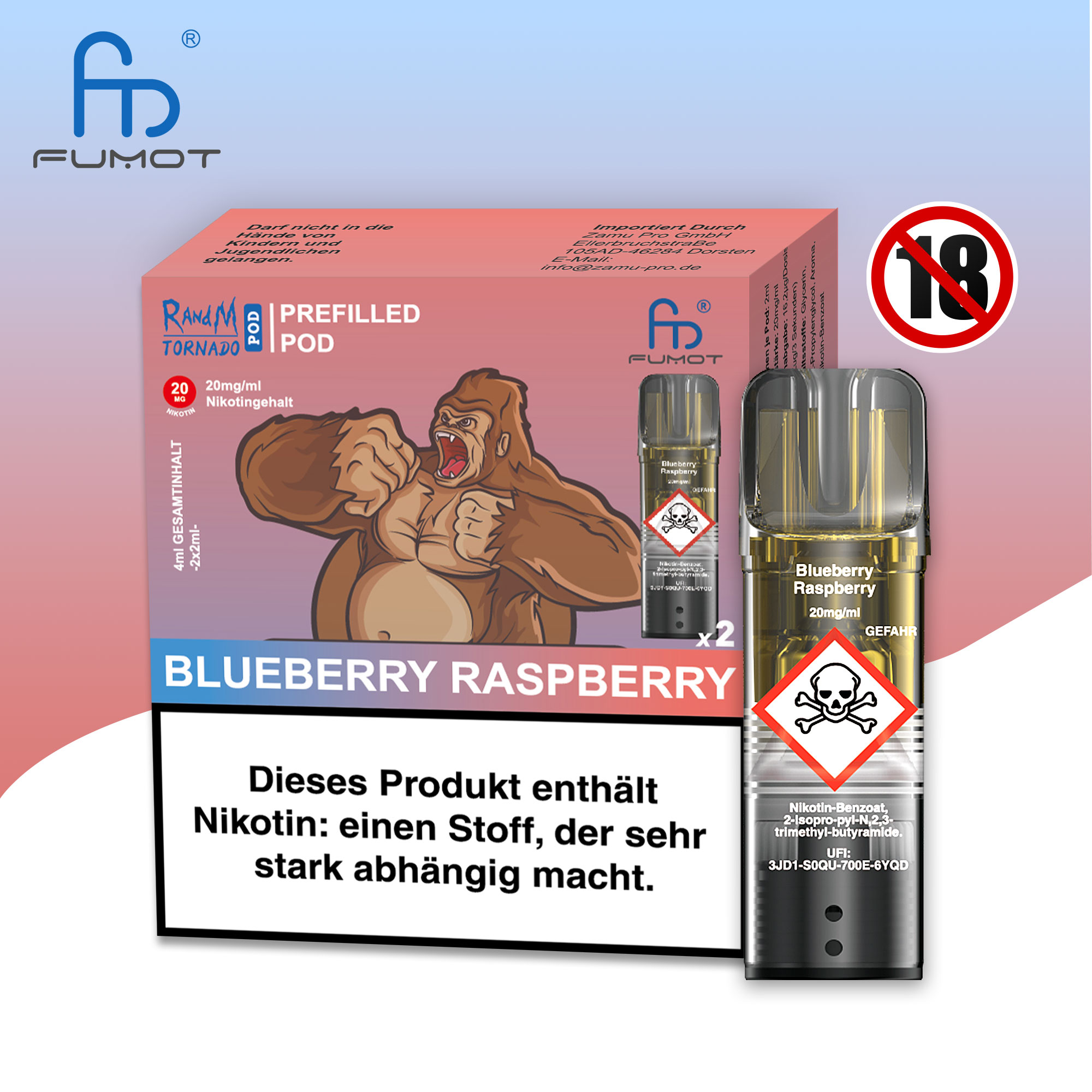 RandM Tornado Pod | Blueberry Raspberry | Elfa kompatibel
