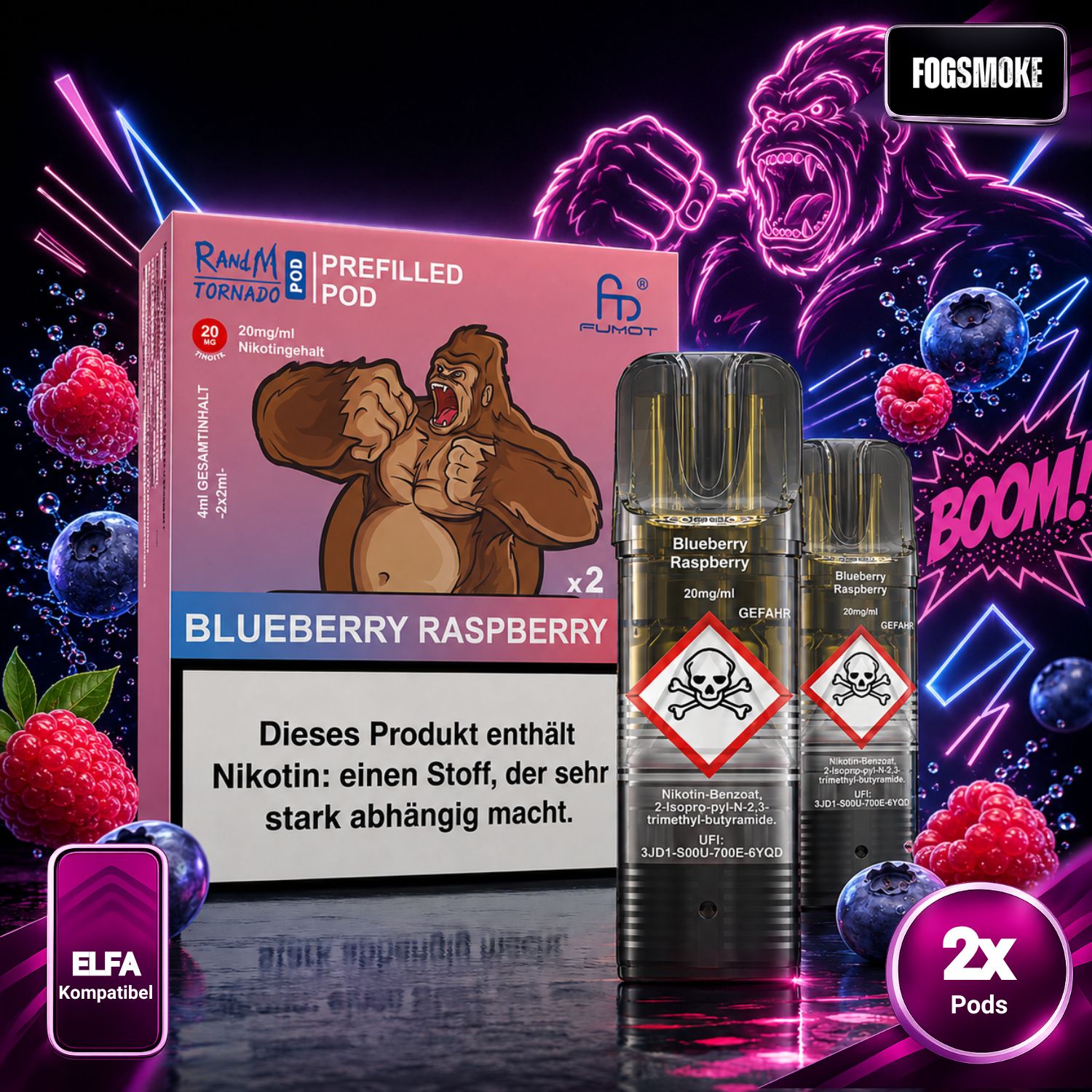 RandM Tornado | 2er Pod | Blueberry Raspberry | ELFA-Kompatibel
