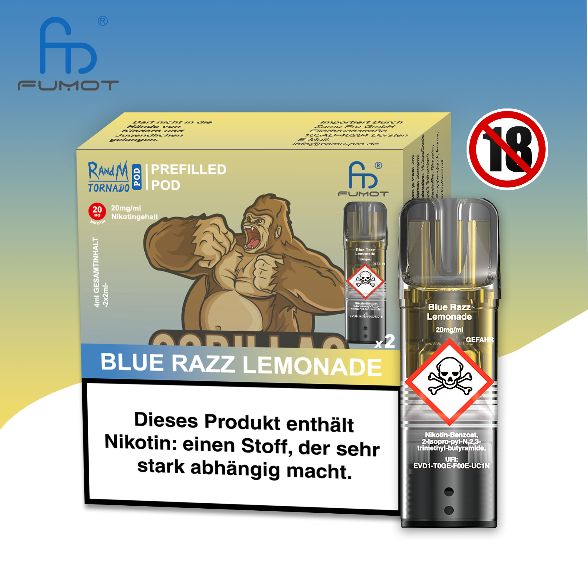 RandM Tornado Pod | Blue Razz Lemonade | Elfa kompatibel